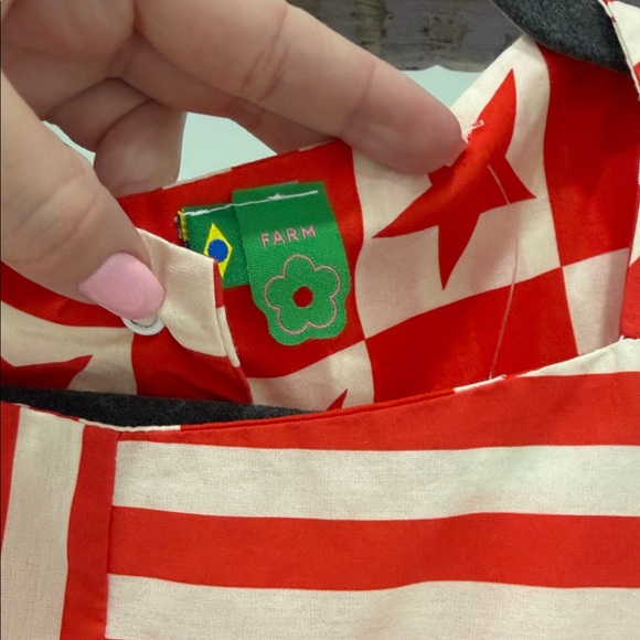 FARM Rio Red and White Striped Reversible Stars Crop Top - Picture 3 of 6